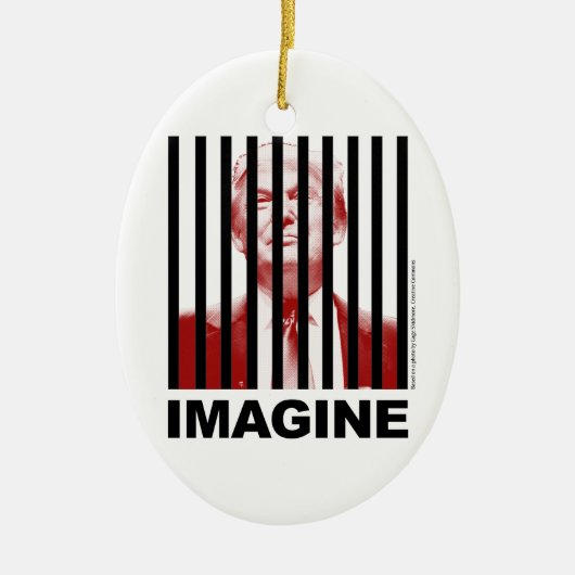 Stellen Sie sich Trump Behind Bars vor Keramik Ornament (Vorne)