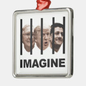 Stellen Sie sich Trump, McConnell und Ryan Behind Silbernes Ornament (Links)