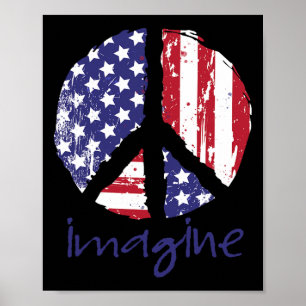 Stellen Sie sich vor, Peace American Flag US Peace Poster