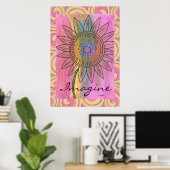 Stellen Sie sich vor Peace Gefärbte Krawatte Blume Poster (Heimbüro)