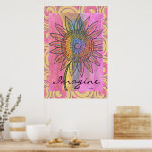 Stellen Sie sich vor Peace Gefärbte Krawatte Blume Poster (Küche)