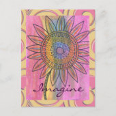 Stellen Sie sich vor Peace Gefärbte Krawatte Blume Postkarte (Vorderseite)