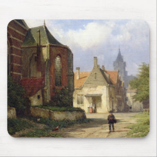 Stellen Sie vor einer Redbrick Kirche in einer Mousepad