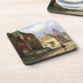 Stellen Sie vor einer Redbrick Kirche in einer Untersetzer (Linke Seite)