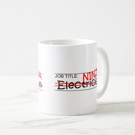 Stellenbezeichnung Ninja - Elektriker Kaffeetasse (VorderseiteRechts)
