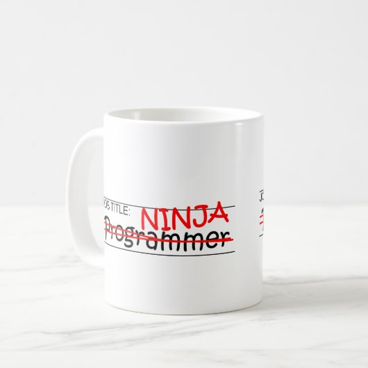 Stellenbezeichnung Ninja - Programmierer Kaffeetasse (Vorderseite Links)