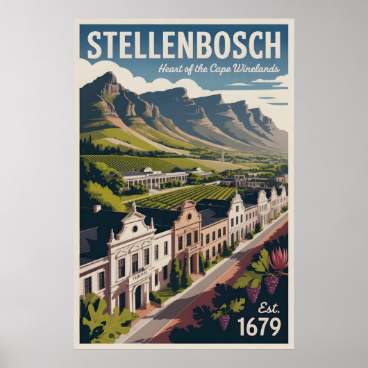 Stellenbosch Südafrika Retro-Reiseposter Poster (Vorne)
