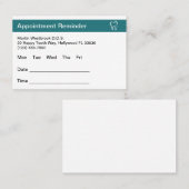 Stellenkarten für das Büro der Zahnärzte Terminkarte (Vorne/Hinten)