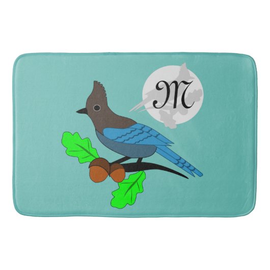 Steller Blue Jay Monogram Badematte (Vorderseite)