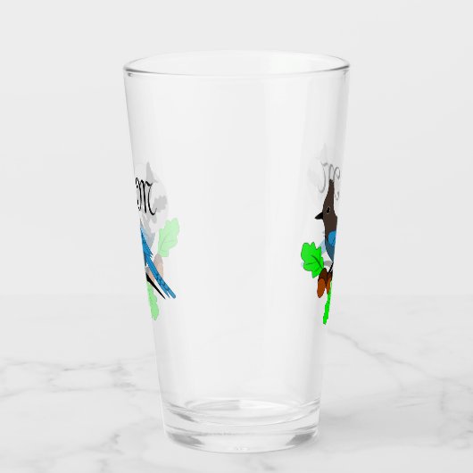 Steller Blue Jay Monogram Glas (Rechts)