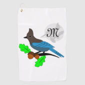 Steller Blue Jay Monogram Golfhandtuch (Vorderseite)