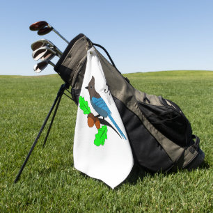 Steller Blue Jay Monogram Golfhandtuch