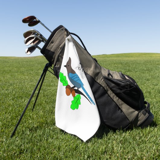 Steller Blue Jay Monogram Golfhandtuch (Gras)