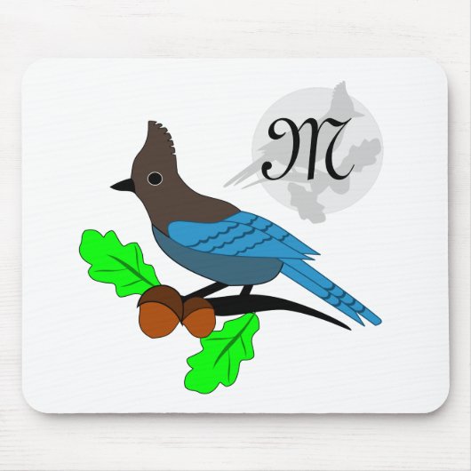 Steller Blue Jay Monogram Mousepad (Vorne)