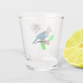 Steller Blue Jay Monogram Schnapsglas (Rückseite)