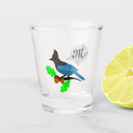 Steller Blue Jay Monogram Schnapsglas
