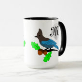Steller Blue Jay Monogram Tasse (VorderseiteRechts)
