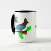 Steller Blue Jay Monogram Tasse (Vorderseite Links)