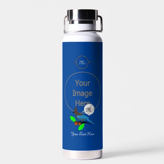 Steller Blue Jay Monogram Trinkflasche (Rückseite)