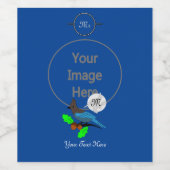 Steller Blue Jay Monogram Weinetikett (Einzelnes Label)