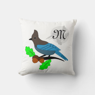 Steller Blue Jay Monogramm Kissen