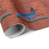 Stellers Jay auf der inneren Birkenhalde Geschenkpapier (Rolleneckpunkt)