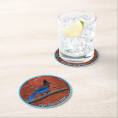 Stellers Jay auf der inneren Birkenhalde Runder Pappuntersetzer (Vor Ort)