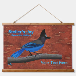 Stellers Jay auf der inneren Birkenhalde Wandteppich Mit Holzrahmen