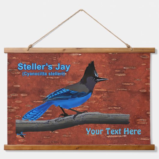 Stellers Jay auf der inneren Birkenhalde Wandteppich Mit Holzrahmen (Vorne)