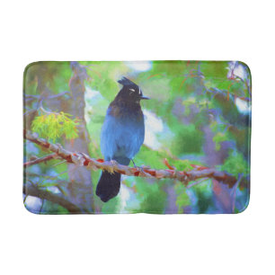 Steller's Jay Painting - Original Bird Art Badematte