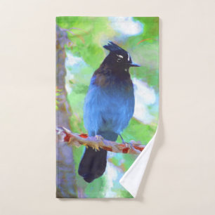 Steller's Jay Painting - Original Bird Art Badhandtuch Set