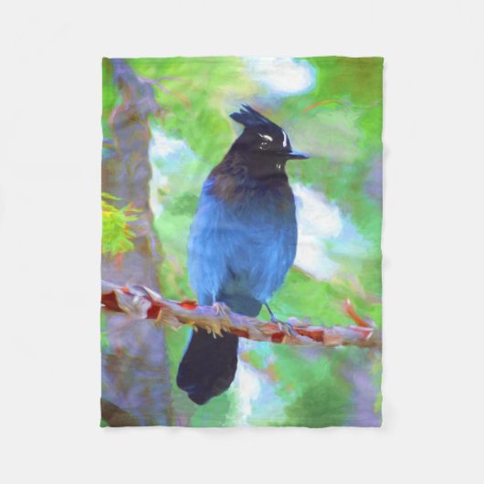 Steller's Jay Painting - Original Bird Art Fleecedecke (Vorderseite)
