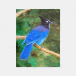 Steller's Jay Painting - Original Bird Art Fleecedecke