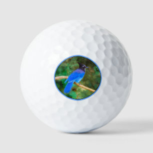 Steller's Jay Painting - Original Bird Art Golfball