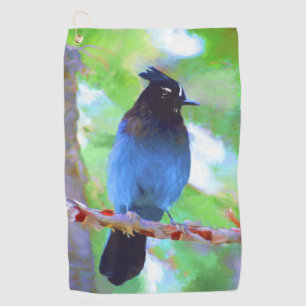 Steller's Jay Painting - Original Bird Art Golfhandtuch