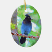 Steller's Jay Painting - Original Bird Art Keramik Ornament (Hinten)