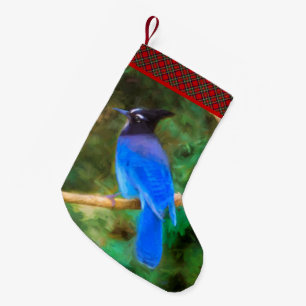 Steller's Jay Painting - Original Bird Art Kleiner Weihnachtsstrumpf