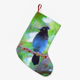 Steller's Jay Painting - Original Bird Art Kleiner Weihnachtsstrumpf