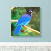 Steller's Jay Painting - Original Bird Art Leinwanddruck (Insitu (Holzboden))