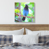 Steller's Jay Painting - Original Bird Art Leinwanddruck (Insitu (Schlafzimmer))