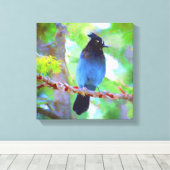 Steller's Jay Painting - Original Bird Art Leinwanddruck (Insitu (Holzboden))