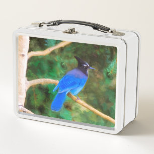 Steller's Jay Painting - Original Bird Art Metall Brotdose