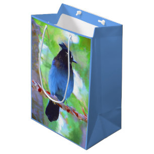 Steller's Jay Painting - Original Bird Art Mittlere Geschenktüte