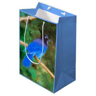 Steller's Jay Painting - Original Bird Art Mittlere Geschenktüte