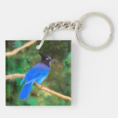 Steller's Jay Painting - Original Bird Art Schlüsselanhänger (Rückseite)