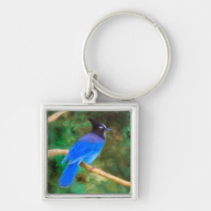 Steller's Jay Painting - Original Bird Art Schlüsselanhänger