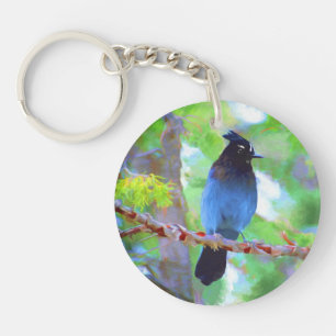 Steller's Jay Painting - Original Bird Art Schlüsselanhänger