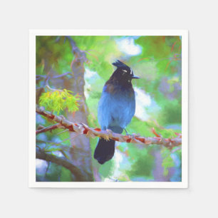 Steller's Jay Painting - Original Bird Art Serviette