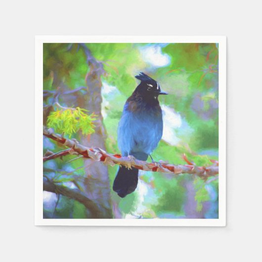 Steller's Jay Painting - Original Bird Art Serviette (Vorderseite)