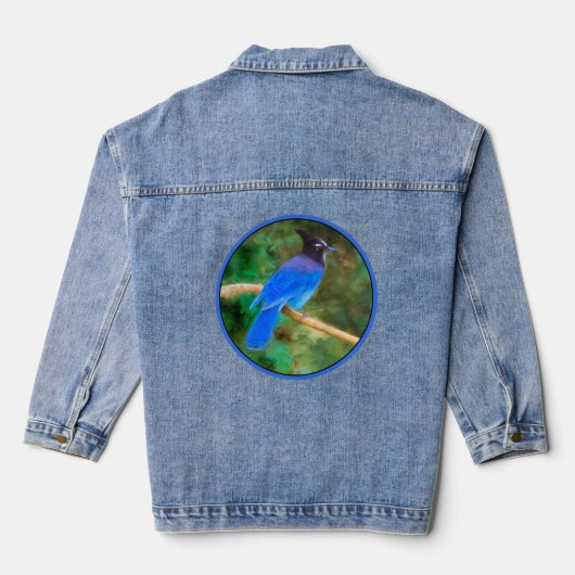 Steller's Jay Painting - Original Wild Bird Art Jeansjacke (Rückseite)